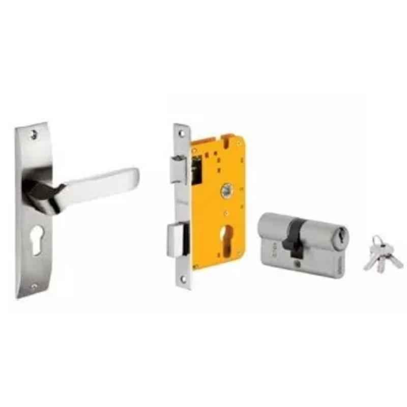 Dorset HL Series Hale 60mm Stainless Steel Silver Chrome Finish Door Handle Lock Set with Both Side Key Cylinder (Pack of 4)