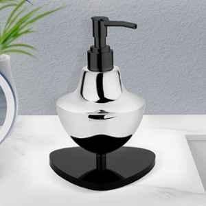Plantex 350ml Stainless Steel & Acrylic Black & Silver Chrome Finish Shampoo Dispenser for Bathroom, APS-R-9001