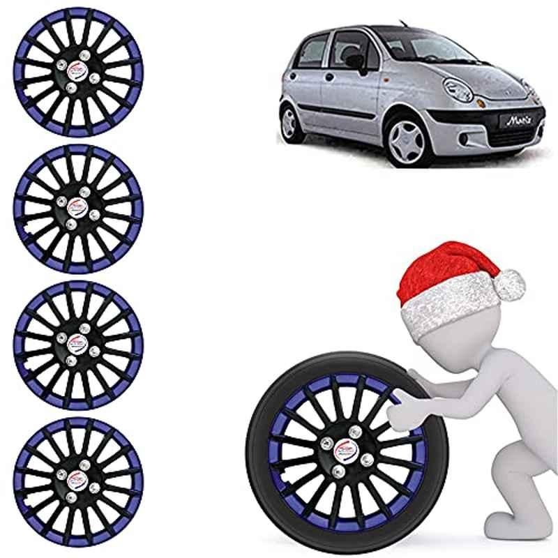 Auto Pearl 4 Pcs 13 inch ABS Black & Blue Car Wheel Cover Set for Daewoo Matiz