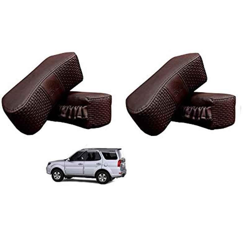 Kozdiko 4 Pcs CV Designer Cola Leatherite Neck Rest Car Cushion Pillow Set for Tata Safari Grand Dicor