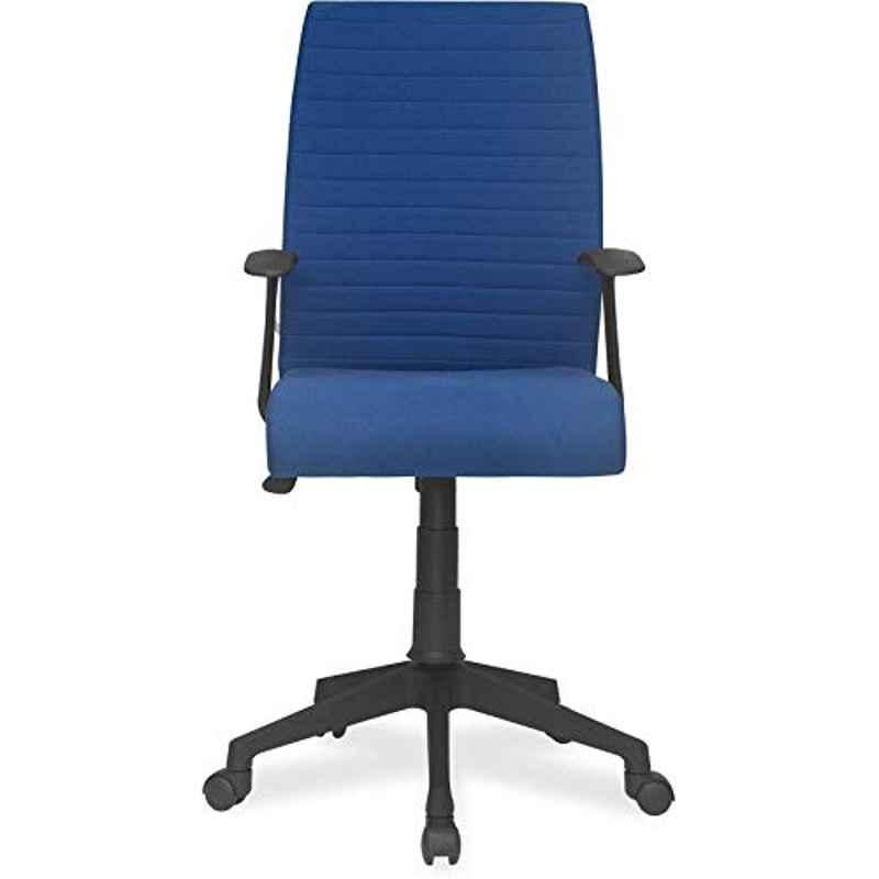 KDF Mart Upholstery Fabric Blue Medium Back Adjustable Executive Swivel Chair with Back Support, MIS111