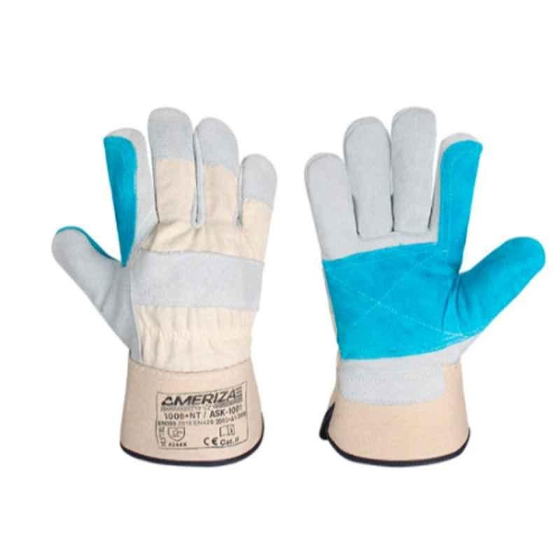 Ameriza E202131720 Leather Natural & Blue Safety Gloves, Size: 10.5 inch