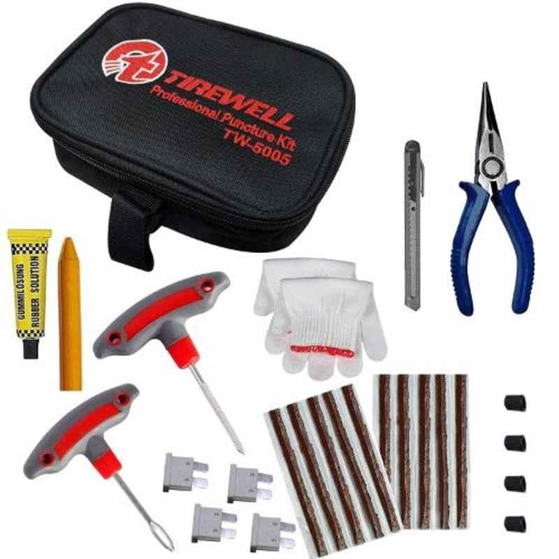 Tirewell TW-5005 10 in 1 Universal Flat Tubeless Tyre Puncture Repair Kit for Car & Bikes