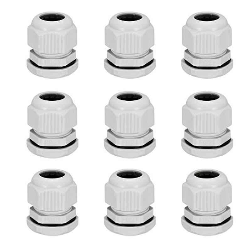 Sourcing Map 12x27mm Plastic White PG21 Waterproof Cable Gland (Pack of 9)