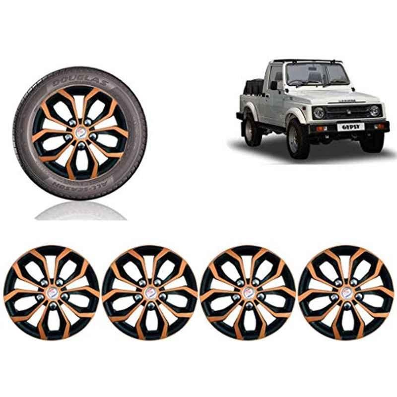 Auto Pearl 4 Pcs 15 inch ABS Copper & Black Car Wheel Cover Set for Maruti Suzuki Gypsy Mg410