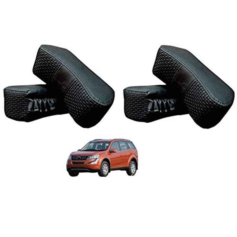 Kozdiko 4 Pcs CV Designer Black Leatherite Neck Rest Car Cushion Pillow Set for Mahindra XUV 500