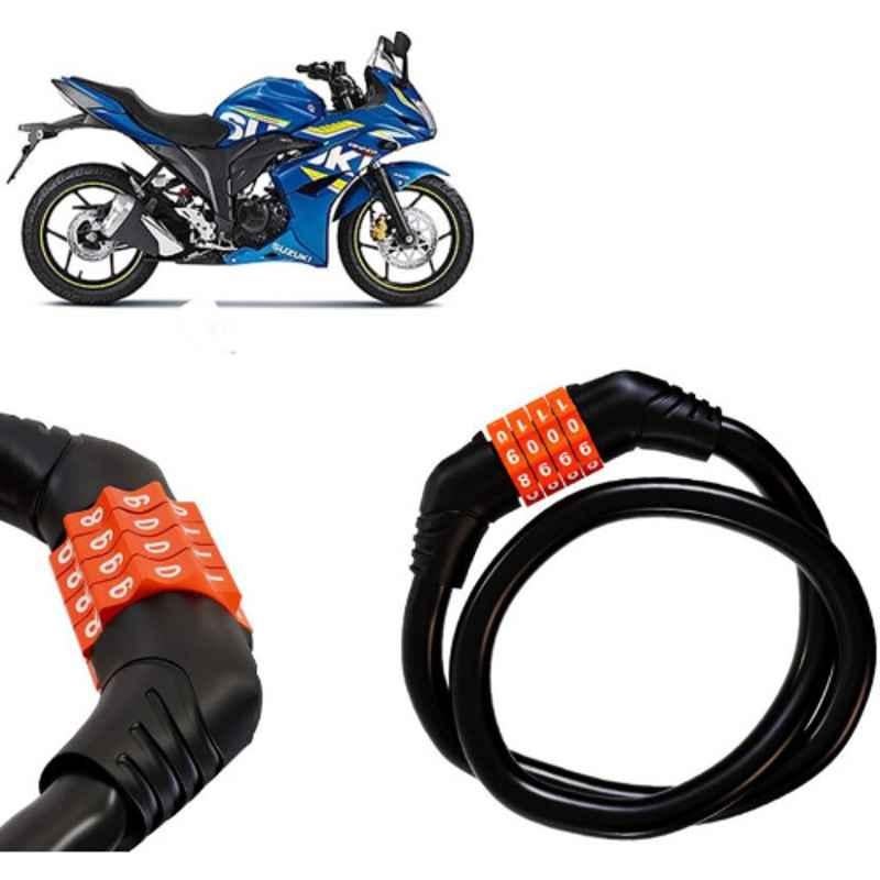 Auto Pearl Black & Orange 4 Digit Anti-Theft Combination Number Lock for Gixxer SF 150