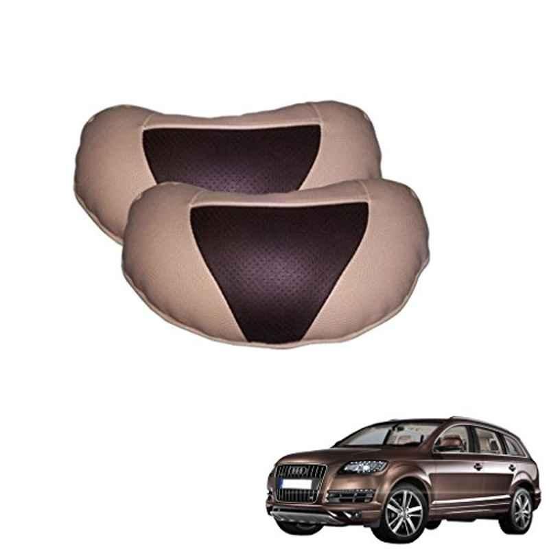 Kozdiko 2 Pcs Brown & Beige Neck Rest Set for Audi Q7, koz_28337