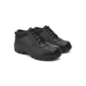 Enrich Field 24BK Pure Leather Anti-Skid Steel Toe Black Safety Shoes, Size: 6