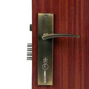 Handle Waala Lobos 10 inch 60mm Stainless Steel Antique Brass Finish Cylindrical Plate Both Side Key Mortise Door Lock Set