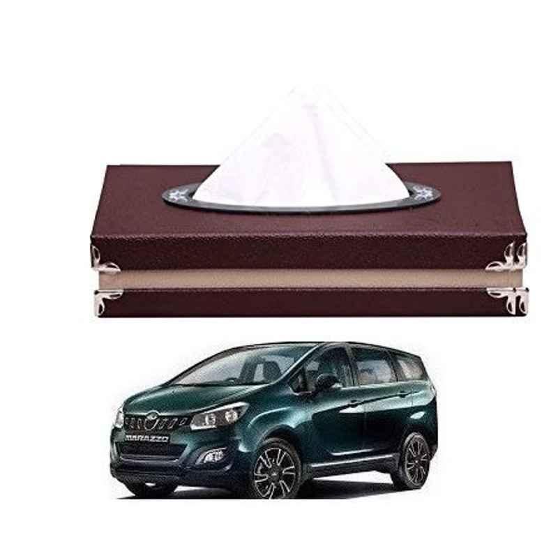 Kozdiko Brown Leatherite Tissue Paper Dispenser Box Maroon Color with 200 Sheets for Mahindra Marazzo