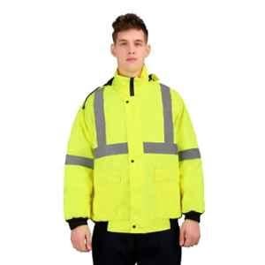 Club Twenty One Workwear Winter Shield Polyester Yellow Safety Jacket with Detachable Hood, 5007, Size: M