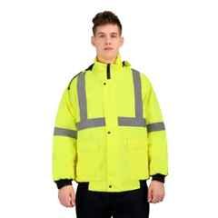 Club Twenty One Workwear Winter Shield Polyester Yellow Safety Jacket with Detachable Hood, 5007, Size: M