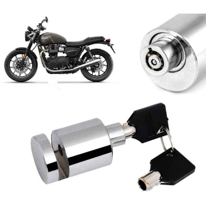 Auto Pearl Stainless Steel Silver Heavy Duty Anti Theft Motorcycle Disc Brake Lock, Lock-449
