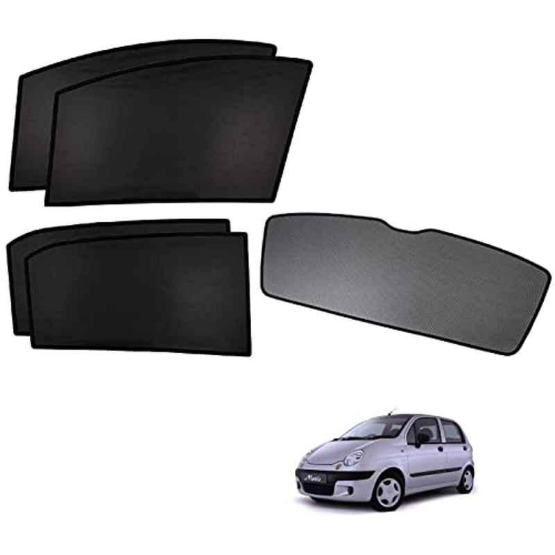 Kozdiko 5 Pcs Polyester Black Non Magnetic Window & Rear Sun Shades Set for Chevrolet Matiz