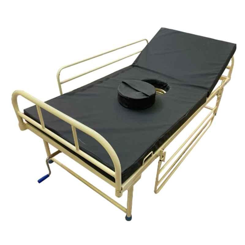PMPS Mild Steel Semi Fowler Inbuilt Commode Bed with Detachable Side Railing & Potty Pot
