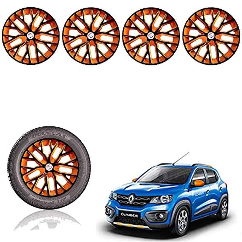 Auto Pearl 14 inch ABS Black & Orange Press Type Car Hub Cap Wheel Cover for Kwid Climber