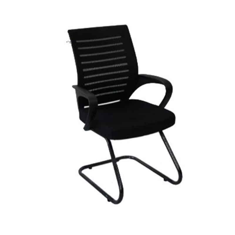 Arko Black Medium Back Fixed Push Back Visitor Chair, 904Fix