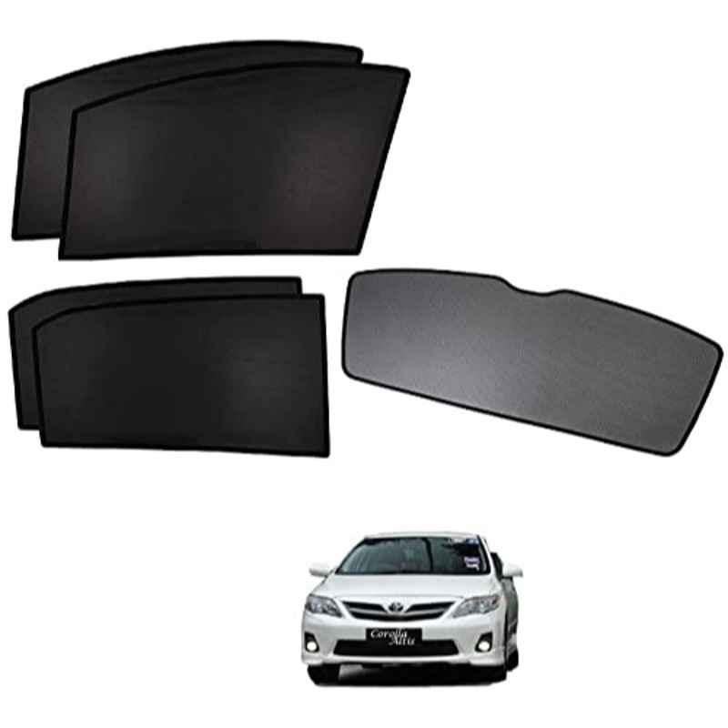 Kozdiko 5 Pcs Polyester Black Non Magnetic Window & Rear Sun Shades Set for Toyota Corolla Old Altis