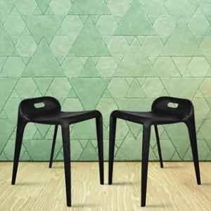 Rose Mars 2 Pcs Plastic Black Chair Set without Arm for Cafe, Dining, Restaurant & Banquet