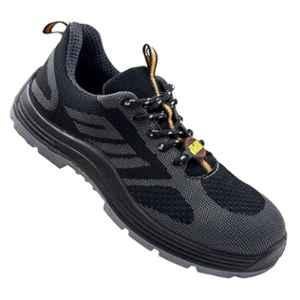 JAMA Mesh PU Steel Toe Black Safety Shoes, 82548-JF001DD-08, Size: 8