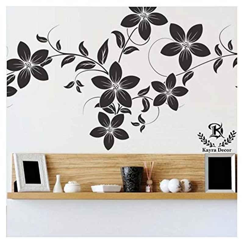 Kayra Decor 54x96 inch PVC Blooming Flowers Wall Design Stencil, KHSNT332