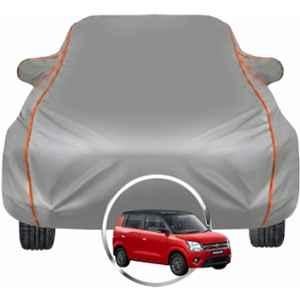 Allextreme Polyester Grey Piping Car Cover with Triple Stitched Reflective Piping for Maruti Suzuki Wagon R Fits All Model & Year, MS-WAGONR-BLK