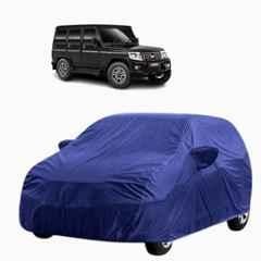 Aarex Auto Polyester Blue 100% Waterproof Car Body Cover with Mirror Pocket, Soft Cotton Triple Stitched & Custom Fit for Mahindra Bolero