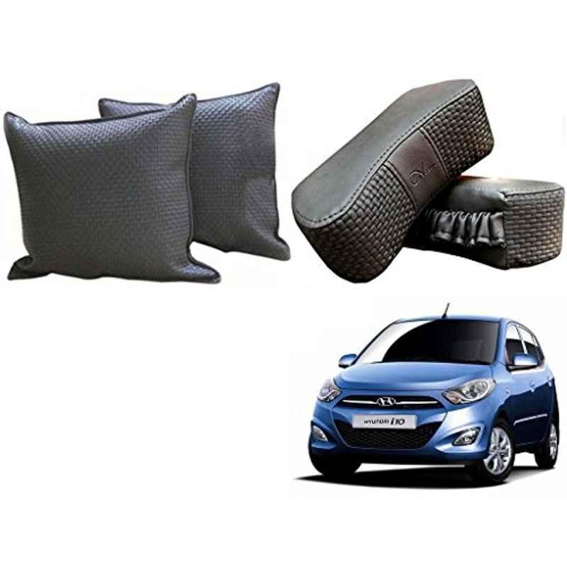 Kozdiko One Pair Grey Neck Rest & One Pair Cushion Combo for Hyundai i10