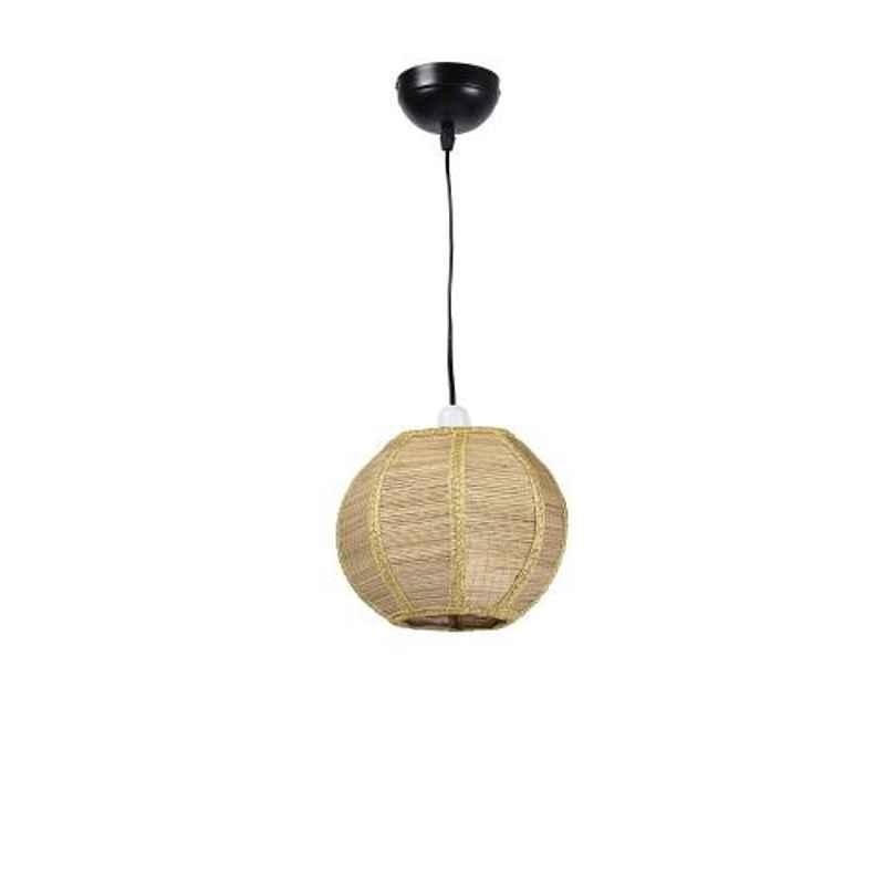 Tucasa Iron Small Pendent Light with Light Brown Shade, HG-28