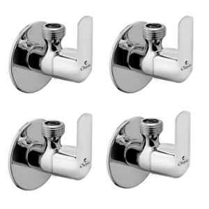 Cliquin Cubix Brass Silver Chrome Wall Mounted Angle Valve for Bathroom & Kitchen (Pack of 4)