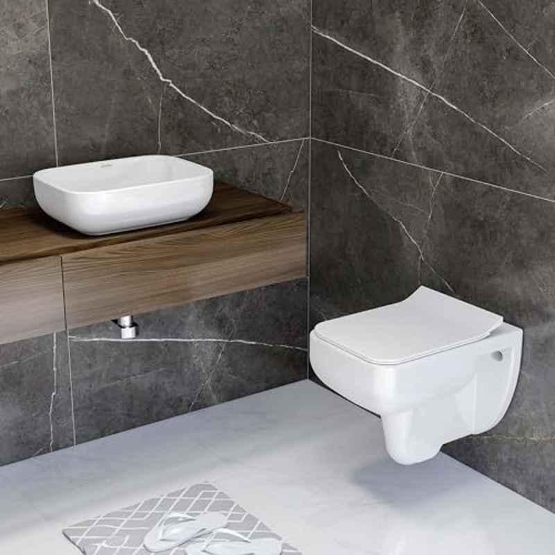 Plantex Pacific Ceramic White P Trap Western Commode with Citizen Wash Basin Set for Bathroom