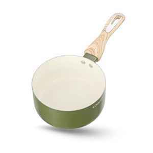 Cookaid Velora 1.5 Litre Aluminium Olive Green Non Stick Ceramic Coated Saucepan, CKD-CC-SP16-33