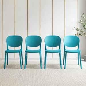 CELLBELL Aero Plastic Peacock Blue Stackable Armless Chair (Pack of 4)