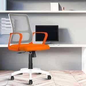 Rose Elanzo Mesh Orange & White Medium Back Revolving Ergonomic Office Chair