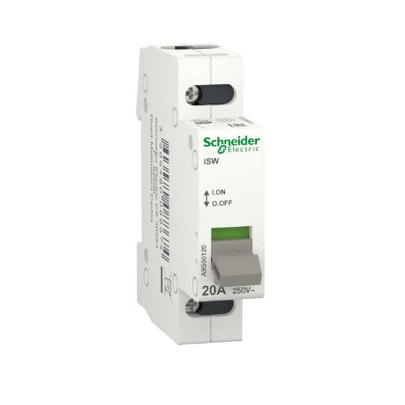 Schneider Acti9 iSW Switch 20A 250V 1 Pole Switch Disconnector, A9S60120 (Pack of 25)