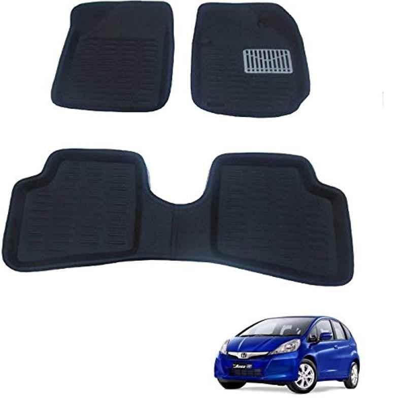 Kozdiko Thermoplastic Elastomer Black 3D Car Floor Mat Set for Honda Old Jazz
