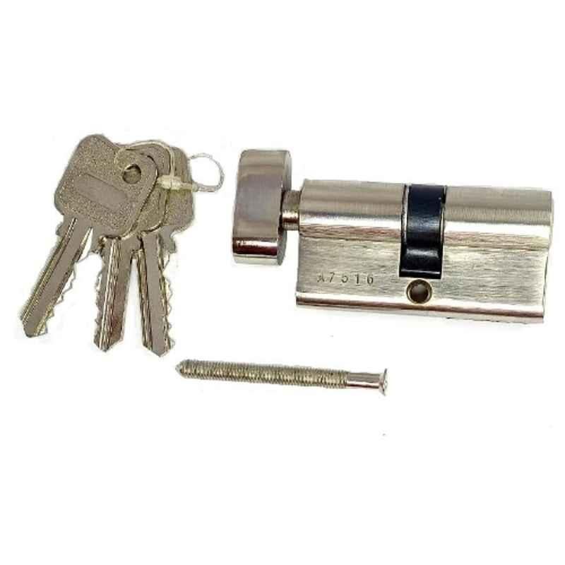 Onjecx CNOB60SS 60mm Brass Pin One Side Knob Cylinder Mortise Locks with 3 Brass Key & Screws