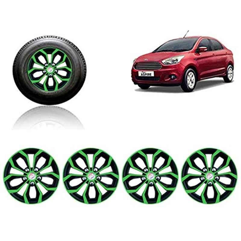 Auto Pearl 4 Pcs 14 inch ABS Green & Black Car Wheel Cover Set for Ford Aspire