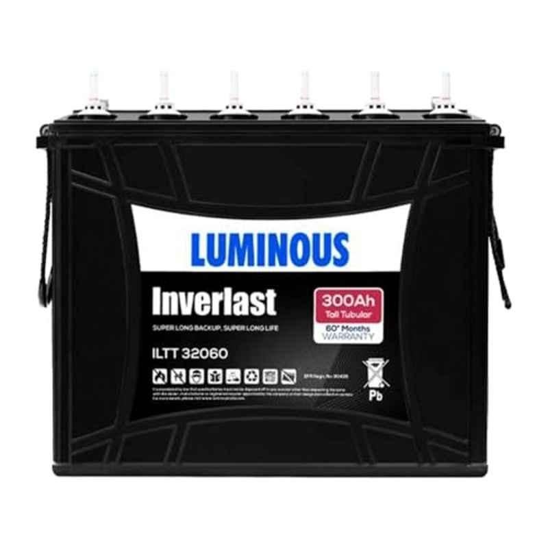 Luminous Inverlast ILTT 32060 300Ah 12V Tall Tubular Inverter Battery with Power of 2-in-1 Performance & 60 Months Warranty for Home, Office & Shops, F1103C955300