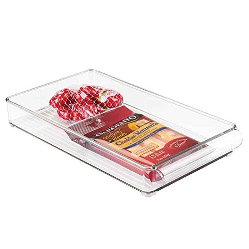 iDesign 70230 Plastic Clear Fridge & Freezer Organizer Tray with Handle, Size: Medium