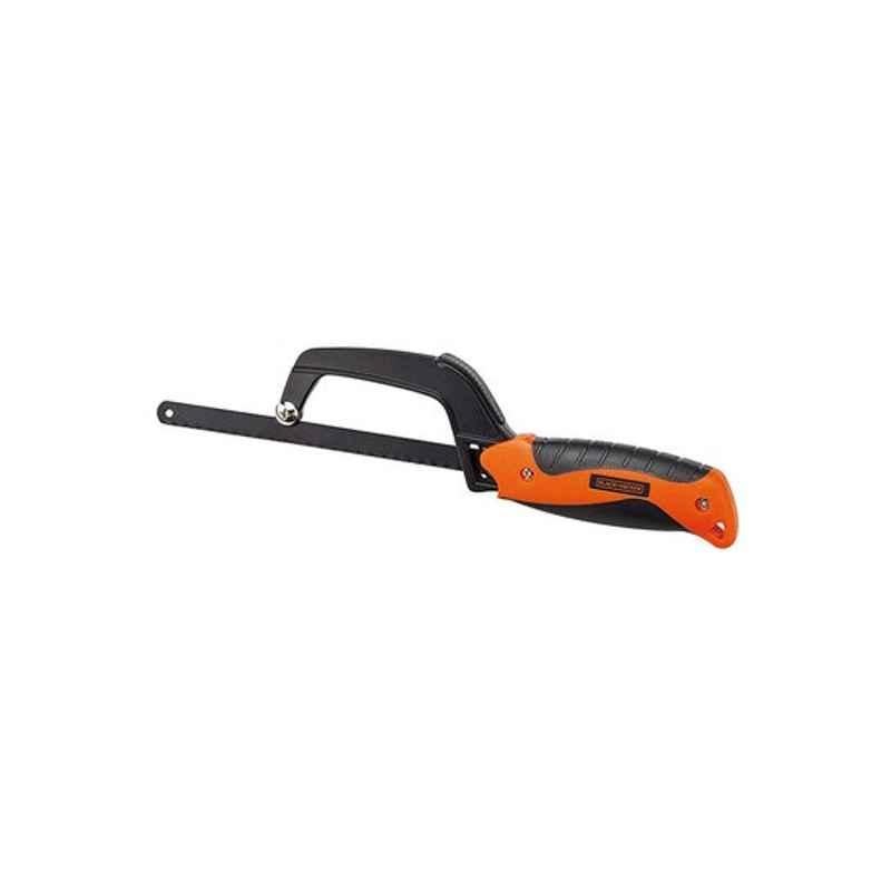 Black & Decker 250mm Steel Black & Orange Mini Hacksaw with Handle, BDHT20345