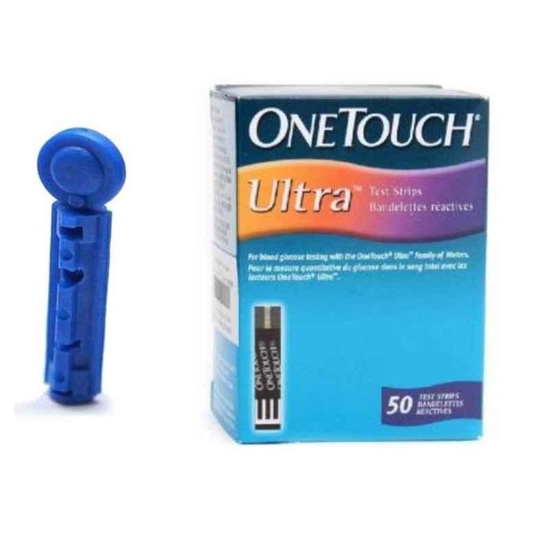 Johnson & Johnson One Touch Ultra 50 Test Strips & Euroclix 100 Pcs 30 Gauge Blood Lancet Box