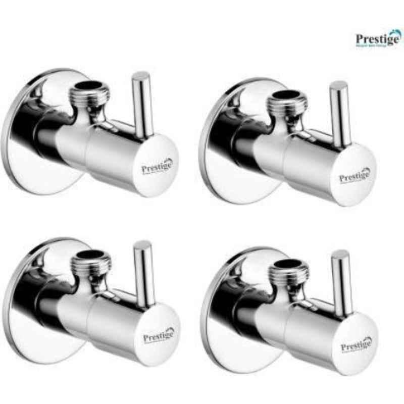 Prestige FLY Brass Chrome Finish Angle Valve with Wall Flange (Pack of 4) by Moglix