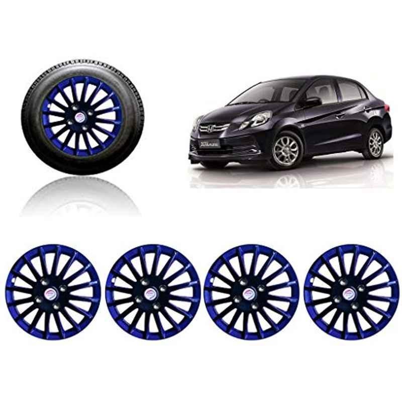 Auto Pearl 4 Pcs 14 inch ABS Black & Blue Press Fitting Wheel Cover Set for Honda Amaze Type-2
