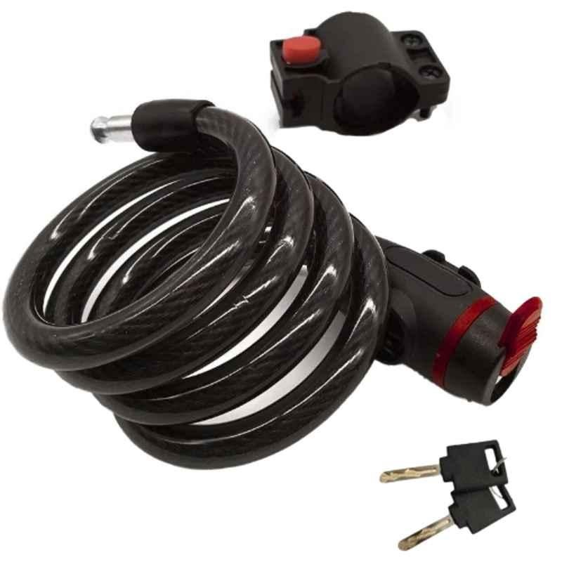 Shopeleven PVC & Stainless Steel Black Cycle Wire Lock with Key for Bicycle & Bike