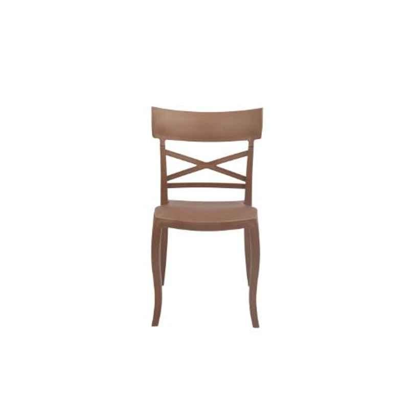 Supreme Cruz Wooden Looks Plastic Coco Brown Chair without Arm (Pack of 4)