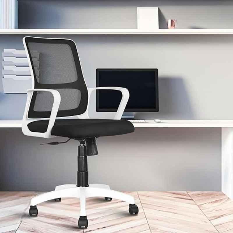 Rose Elanzo Mesh White &a; Black Medium Back Revolving Ergonomic Office Chair-picture-19