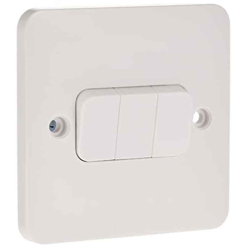 Schneider Lisse 10A 3 Gang 2 Way Plastic White Plate Switch, GGBL1032