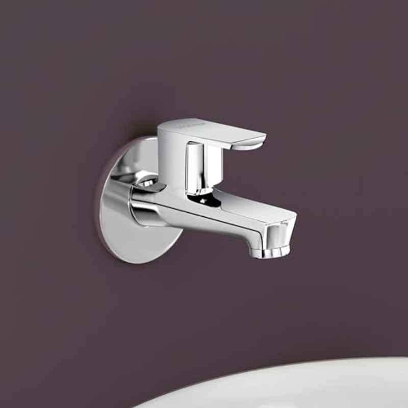 Plantex Water Tap for Bathroom with Water-Saving Tap/Wall Mount Bib Tap with Wall Flange and Teflon Tape/Brass Spindle Basin Tap for Home CRM-1281-Mirror Chrome Finish